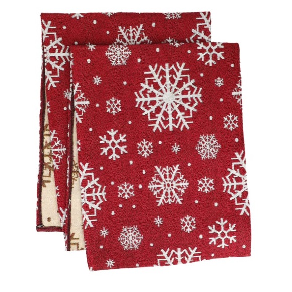 NWT Beautiful Red & White Snowflakes ❄️ Holiday Tapestry Table Runner 70x13 - Picture 14 of 14